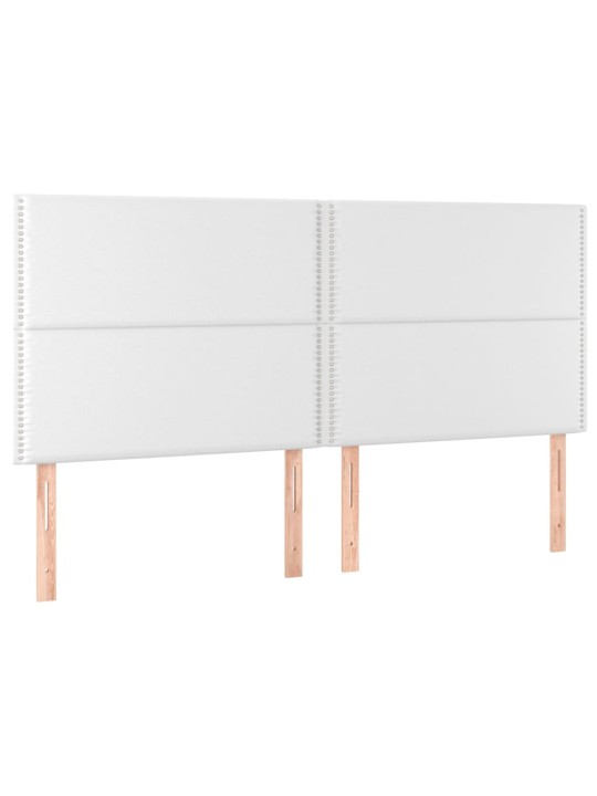 Gultas galvgalis ar led, 200x5x118/128 cm, balta mākslīgā āda
