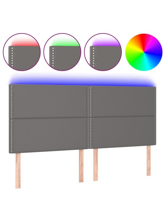 Gultas galvgalis ar led, 200x5x118/128 cm, pelēks mākslīgā āda