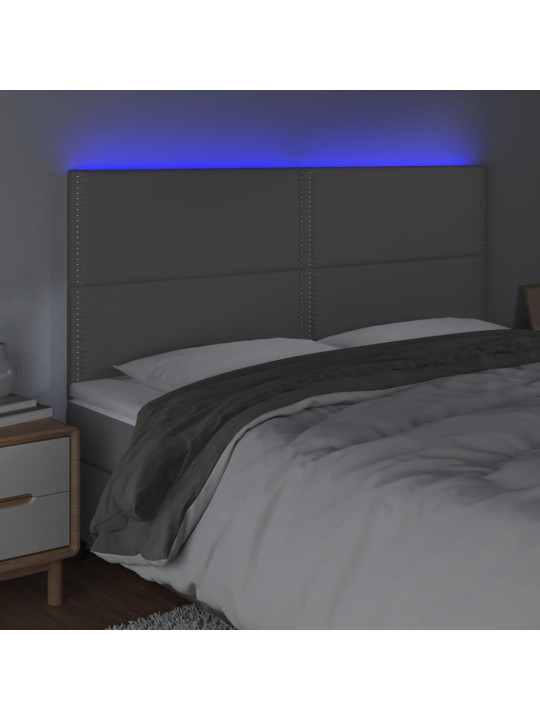Gultas galvgalis ar led, 200x5x118/128 cm, pelēks mākslīgā āda