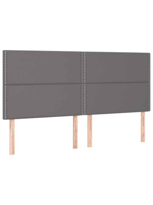 Gultas galvgalis ar led, 200x5x118/128 cm, pelēks mākslīgā āda
