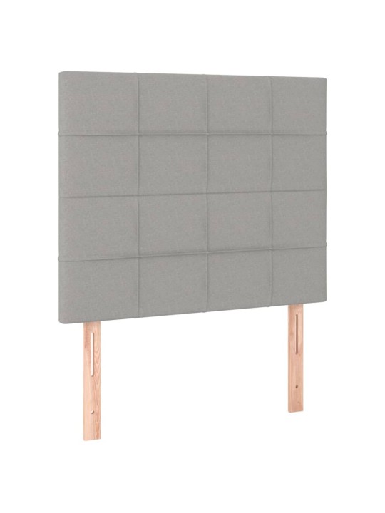 Gultas galvgalis ar led, 80x5x118/128 cm, gaiši pelēks audums