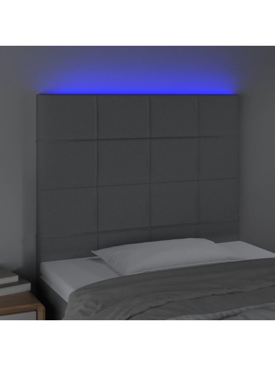 Gultas galvgalis ar LED, 90x5x118/128 cm, gaiši pelēks audums