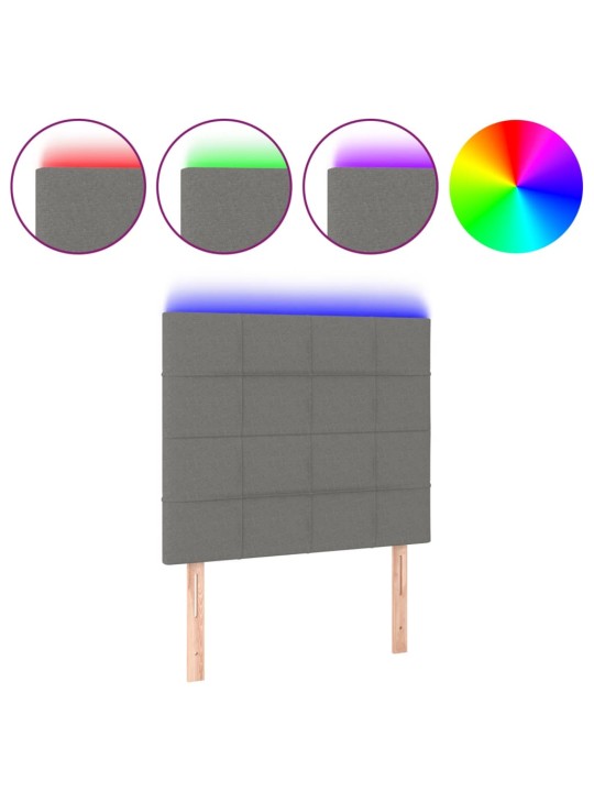 Gultas galvgalis ar led, 90x5x118/128 cm, tumši pelēks audums