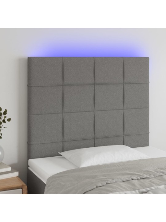 Gultas galvgalis ar led, 90x5x118/128 cm, tumši pelēks audums