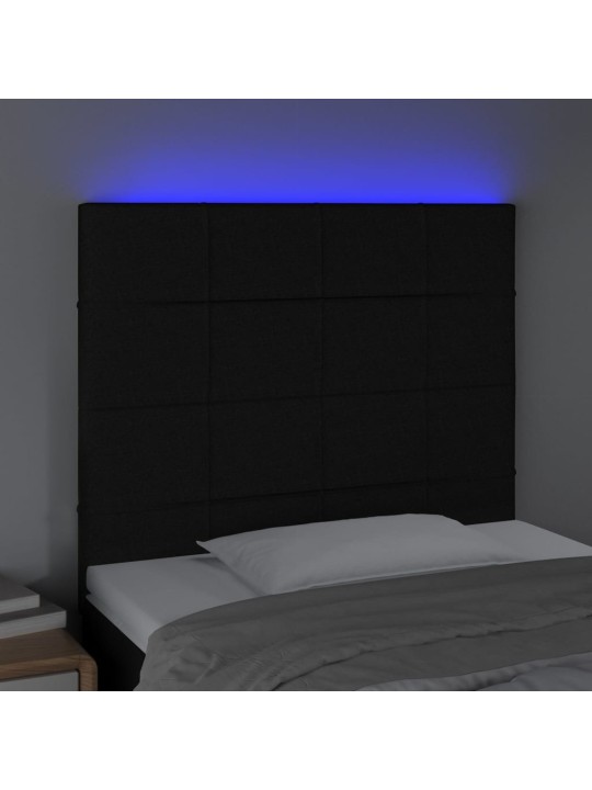 Gultas galvgalis ar led, 90x5x118/128 cm, melns audums