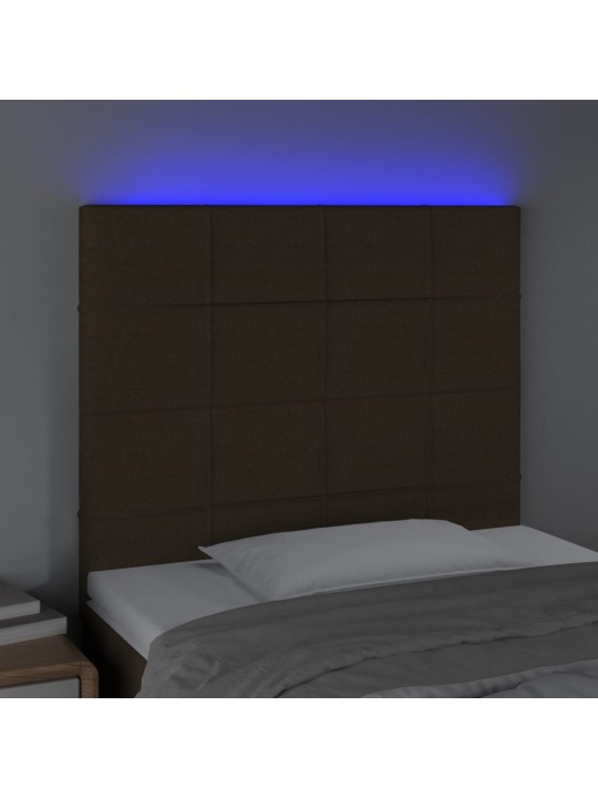 Gultas galvgalis ar led, 90x5x118/128 cm, tumši brūns audums