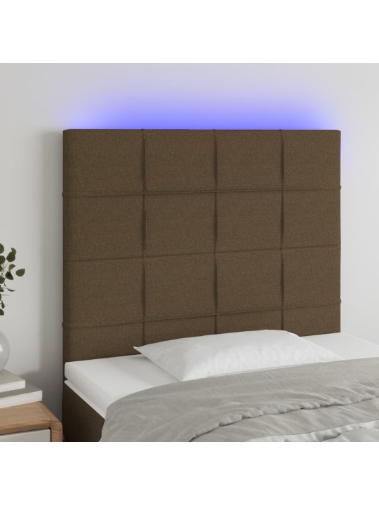 Gultas galvgalis ar led, 90x5x118/128 cm, tumši brūns audums