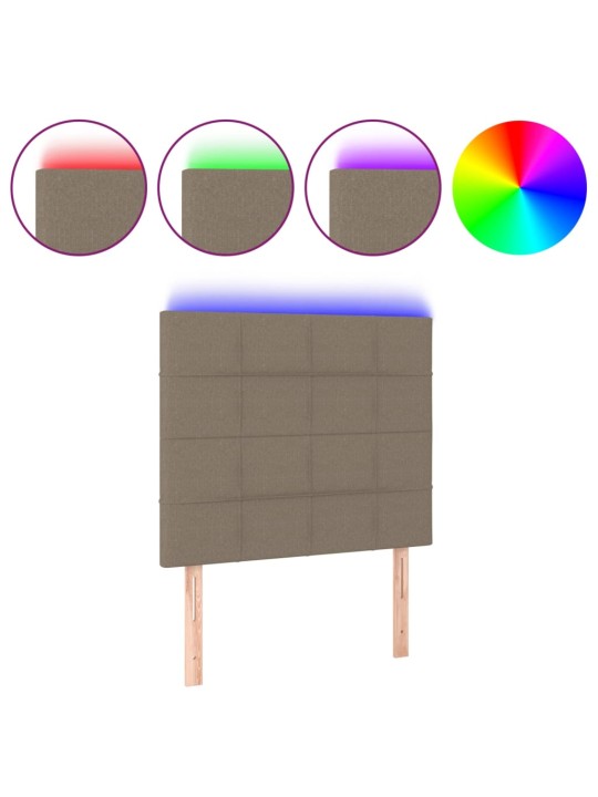 Gultas galvgalis ar led, 90x5x118/128 cm, pelēkbrūns audums