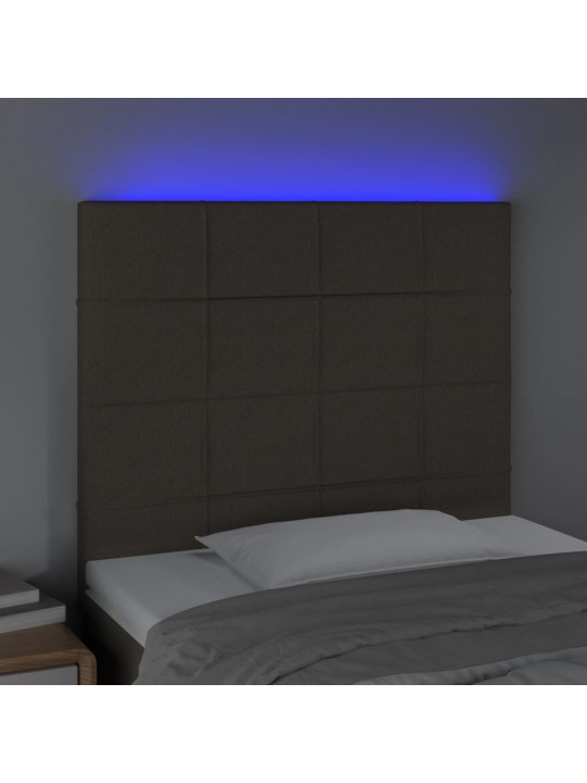 Gultas galvgalis ar led, 90x5x118/128 cm, pelēkbrūns audums