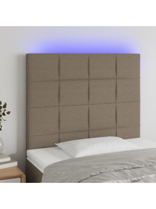 Gultas galvgalis ar led, 90x5x118/128 cm, pelēkbrūns audums