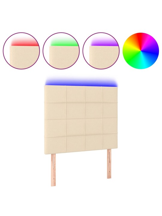 Gultas galvgalis ar led, 90x5x118/128 cm, krēmkrāsas audums