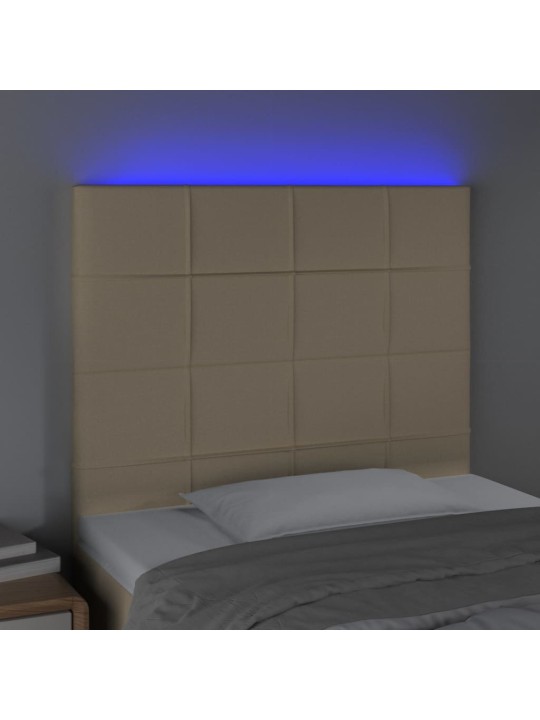 Gultas galvgalis ar led, 90x5x118/128 cm, krēmkrāsas audums