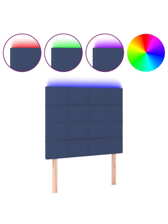 Gultas galvgalis ar led, 90x5x118/128 cm, zils audums