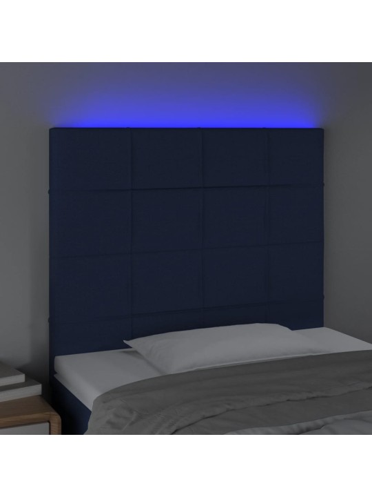 Gultas galvgalis ar led, 90x5x118/128 cm, zils audums
