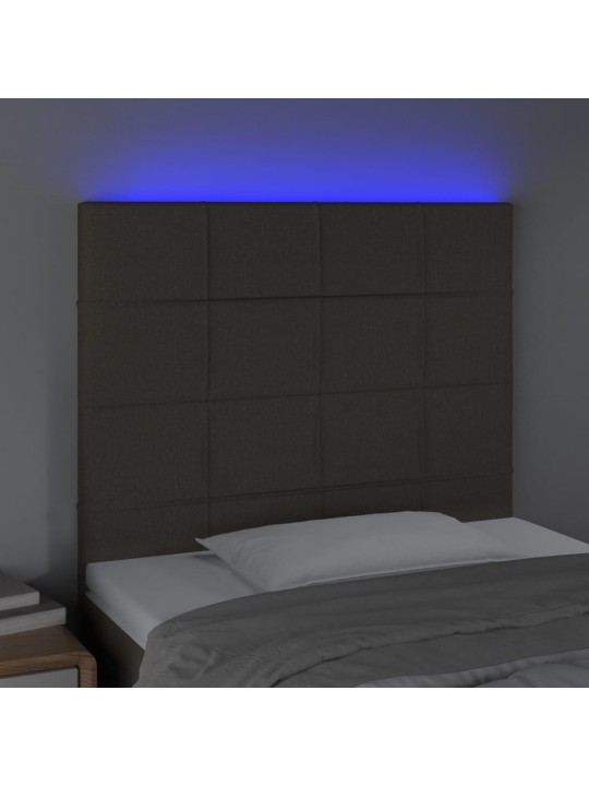 Gultas galvgalis ar LED, 100x5x118/128 cm, pelēkbrūns audums