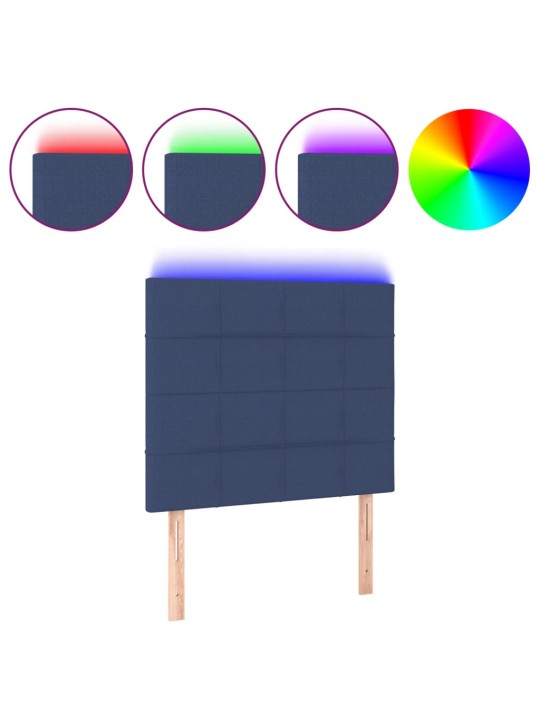 Gultas galvgalis ar LED, 100x5x118/128 cm, zils audums