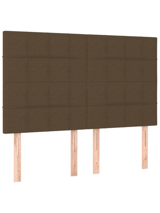 Gultas galvgalis ar led, 144x5x118/128 cm, tumši brūns audums