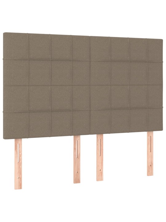 Gultas galvgalis ar LED, 144x5x118/128 cm, pelēkbrūns audums