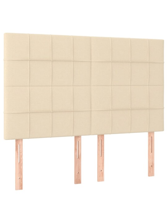 Gultas galvgalis ar led, 144x5x118/128 cm, krēmkrāsas audums