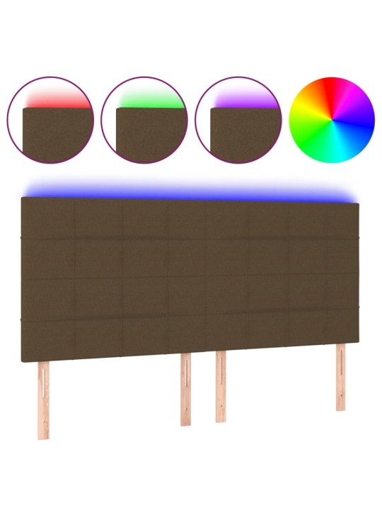 Gultas galvgalis ar led, 160x5x118/128 cm, tumši brūns audums