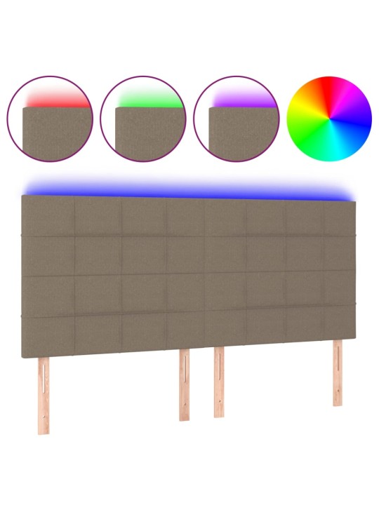 Gultas galvgalis ar LED, 160x5x118/128 cm, pelēkbrūns audums