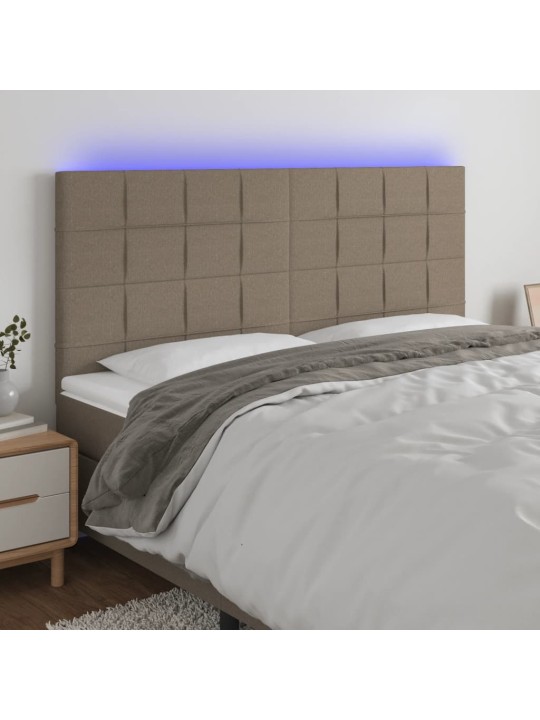 Gultas galvgalis ar LED, 160x5x118/128 cm, pelēkbrūns audums