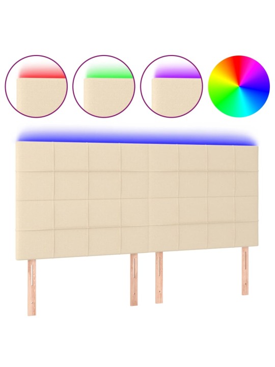 Gultas galvgalis ar led, 160x5x118/128 cm, krēmkrāsas audums