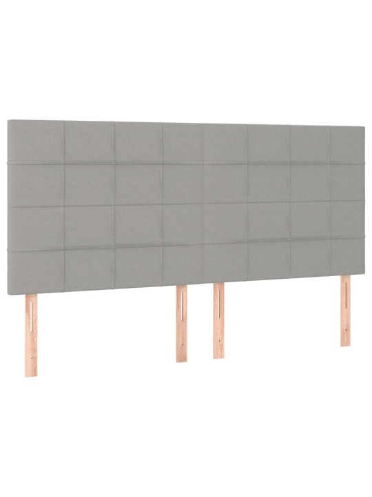 Gultas galvgalis ar LED, 180x5x118/128 cm, gaiši pelēks audums