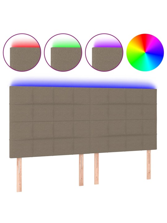 Gultas galvgalis ar LED, 180x5x118/128 cm, pelēkbrūns audums