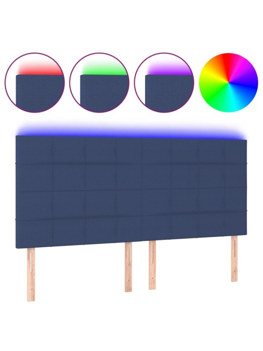 Gultas galvgalis ar LED, 180x5x118/128 cm, zils audums