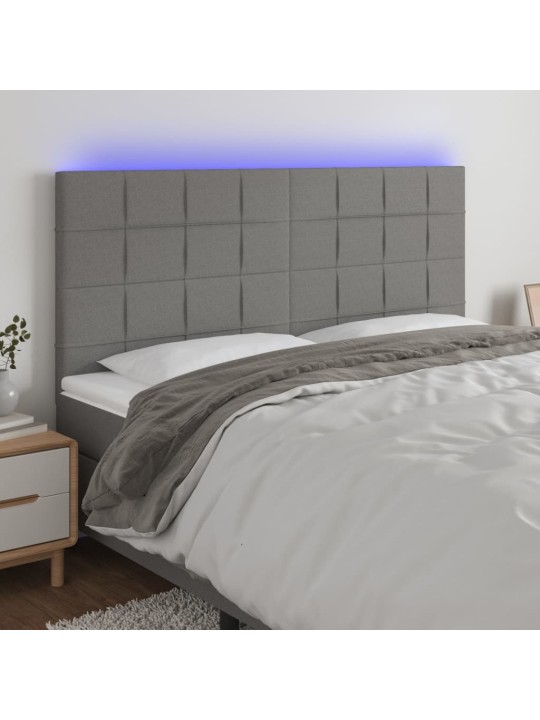 Gultas galvgalis ar led, 200x5x118/128 cm, tumši pelēks audums
