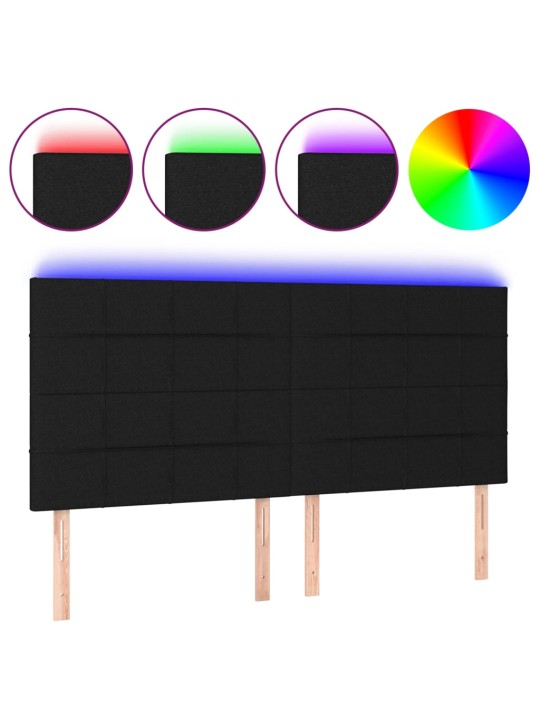 Gultas galvgalis ar led, 200x5x118/128 cm, melns audums
