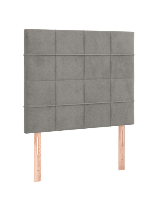Gultas galvgalis ar led, 80x5x118/128 cm, gaiši pelēks samts