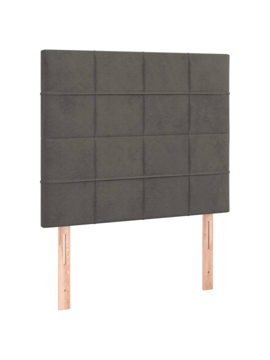 Gultas galvgalis ar led, 83x16x118/128 cm, tumši pelēks samts