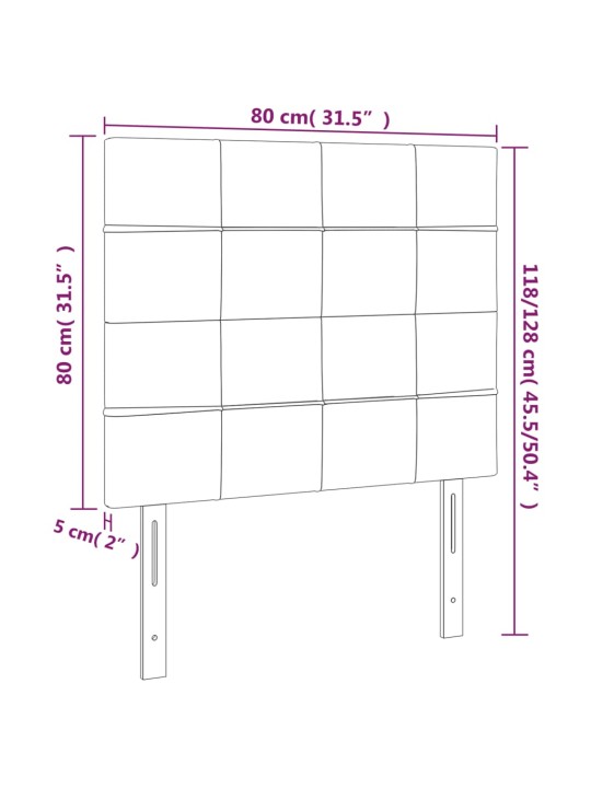 Gultas galvgalis ar led, 80x5x118/128 cm, melns samts