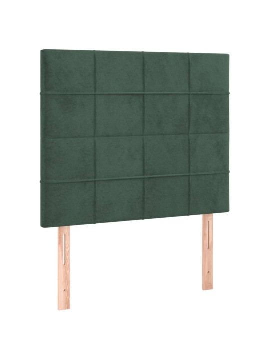 Gultas galvgalis ar led, 83x16x118/128 cm, tumši zaļš samts