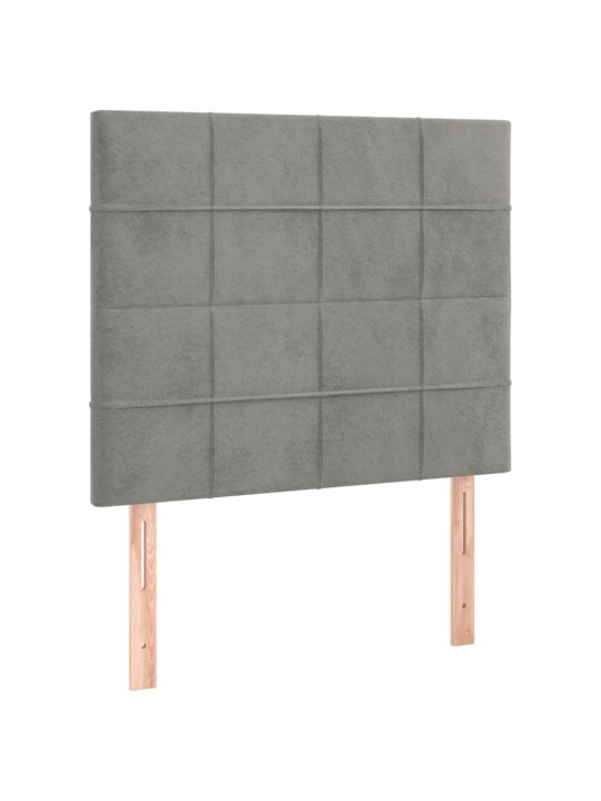 Gultas galvgalis ar led, 90x5x118/128 cm, gaiši pelēks samts