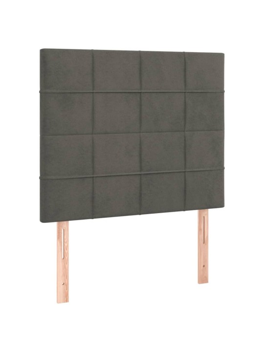 Gultas galvgalis ar led, 90x5x118/128 cm, tumši pelēks samts