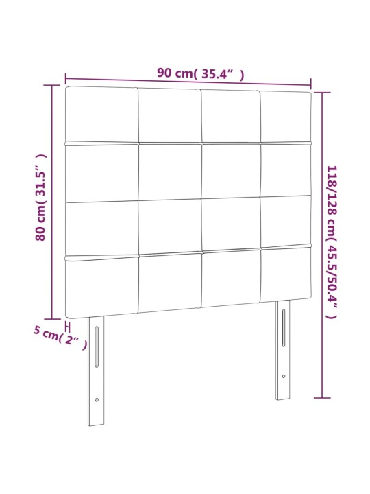 Gultas galvgalis ar led, 90x5x118/128 cm, tumši pelēks samts