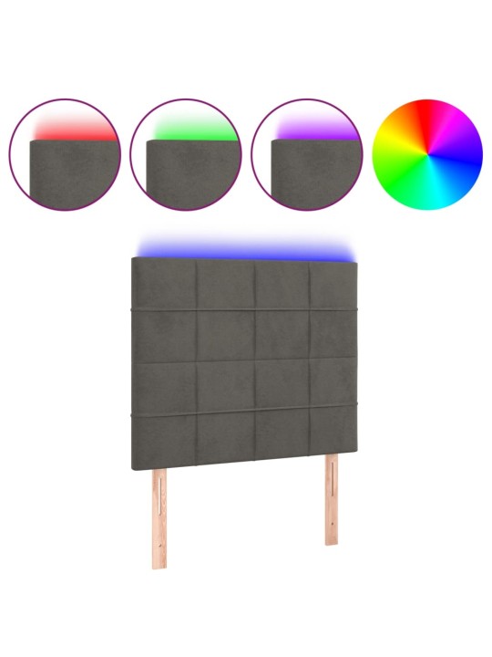 Gultas galvgalis ar LED, 100x5x118/128 cm, tumši pelēks samts