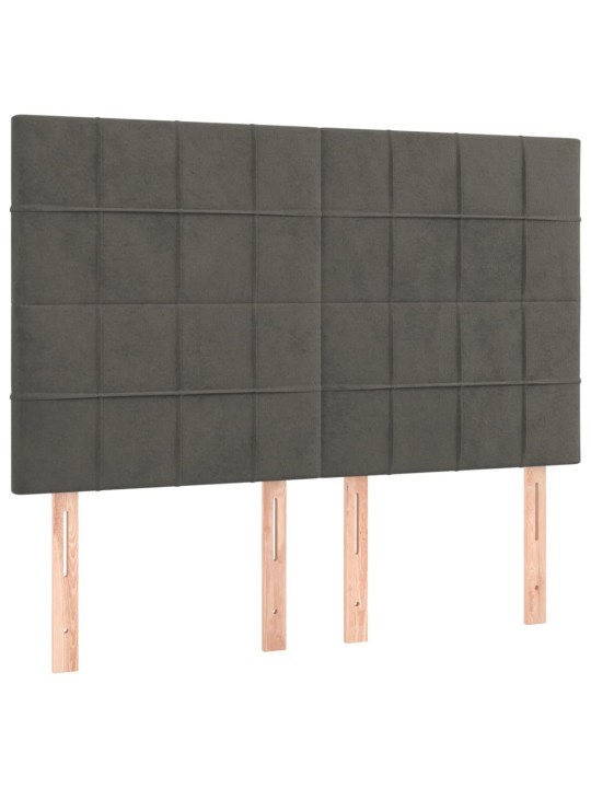 Gultas galvgalis ar LED, 144x5x118/128 cm, tumši pelēks samts