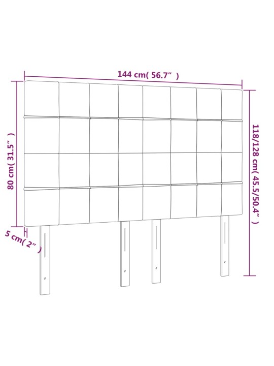 Gultas galvgalis ar LED, 144x5x118/128 cm, tumši pelēks samts