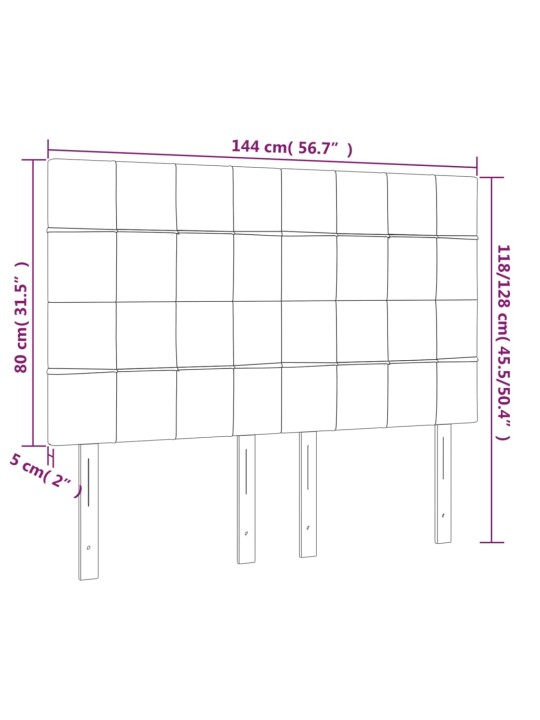 Gultas galvgalis ar LED, 144x5x118/128 cm, tumši zils samts