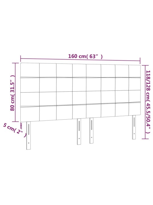 Gultas galvgalis ar LED, 160x5x118/128 cm, tumši zaļš samts
