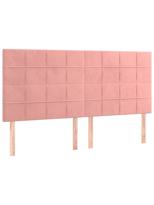 Gultas galvgalis ar LED, 160x5x118/128 cm, rozā samts