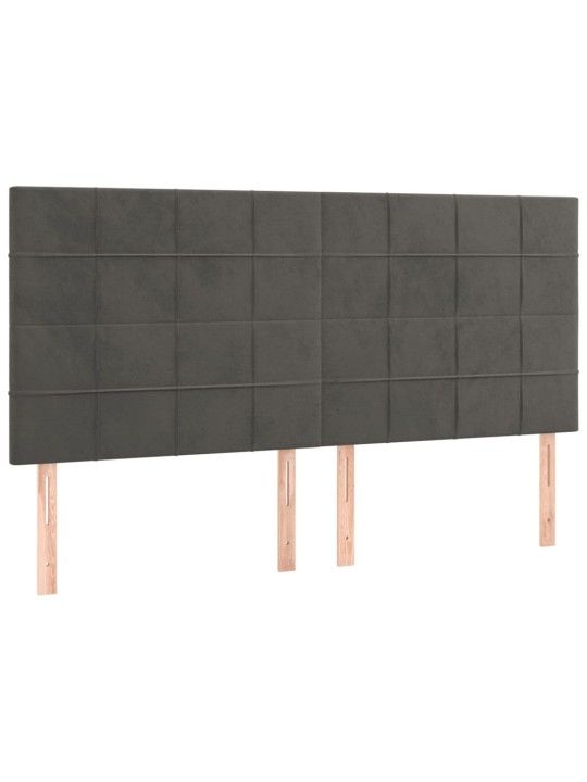 Gultas galvgalis ar LED, 180x5x118/128 cm, tumši pelēks samts