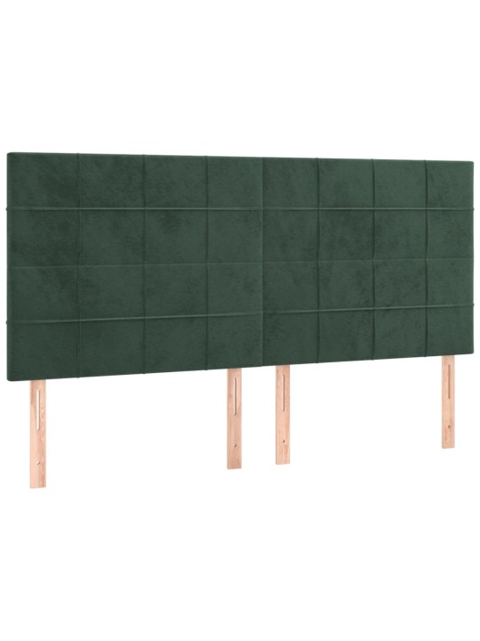 Gultas galvgalis ar LED, 180x5x118/128 cm, tumši zaļš samts