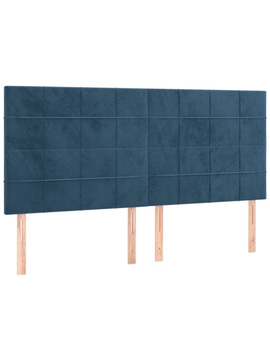 Gultas galvgalis ar LED, 180x5x118/128 cm, tumši zils samts