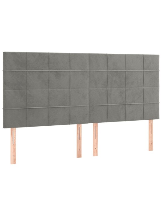 Gultas galvgalis ar led, 200x5x118/128 cm, gaiši pelēks samts