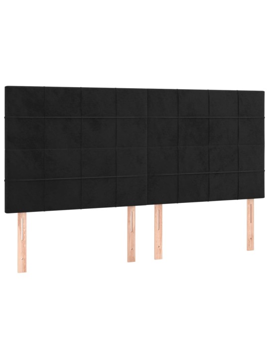 Gultas galvgalis ar led, 200x5x118/128 cm, melns samts